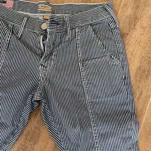 Slim straight cropped striped pants